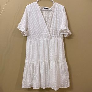 White mid length sleeve dress